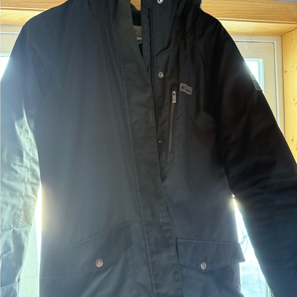 Women’s Mid length Black Hooded Winter Jacket